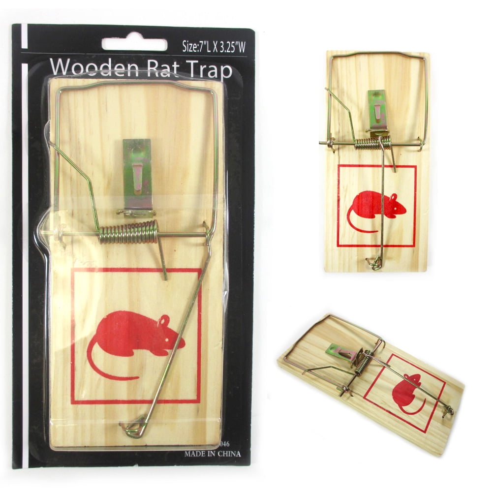 PACK OF 4 WOODEN MOUSE TRAPS TRADITIONAL CLASSIC PEST CONTROL RODENT  BAIT 