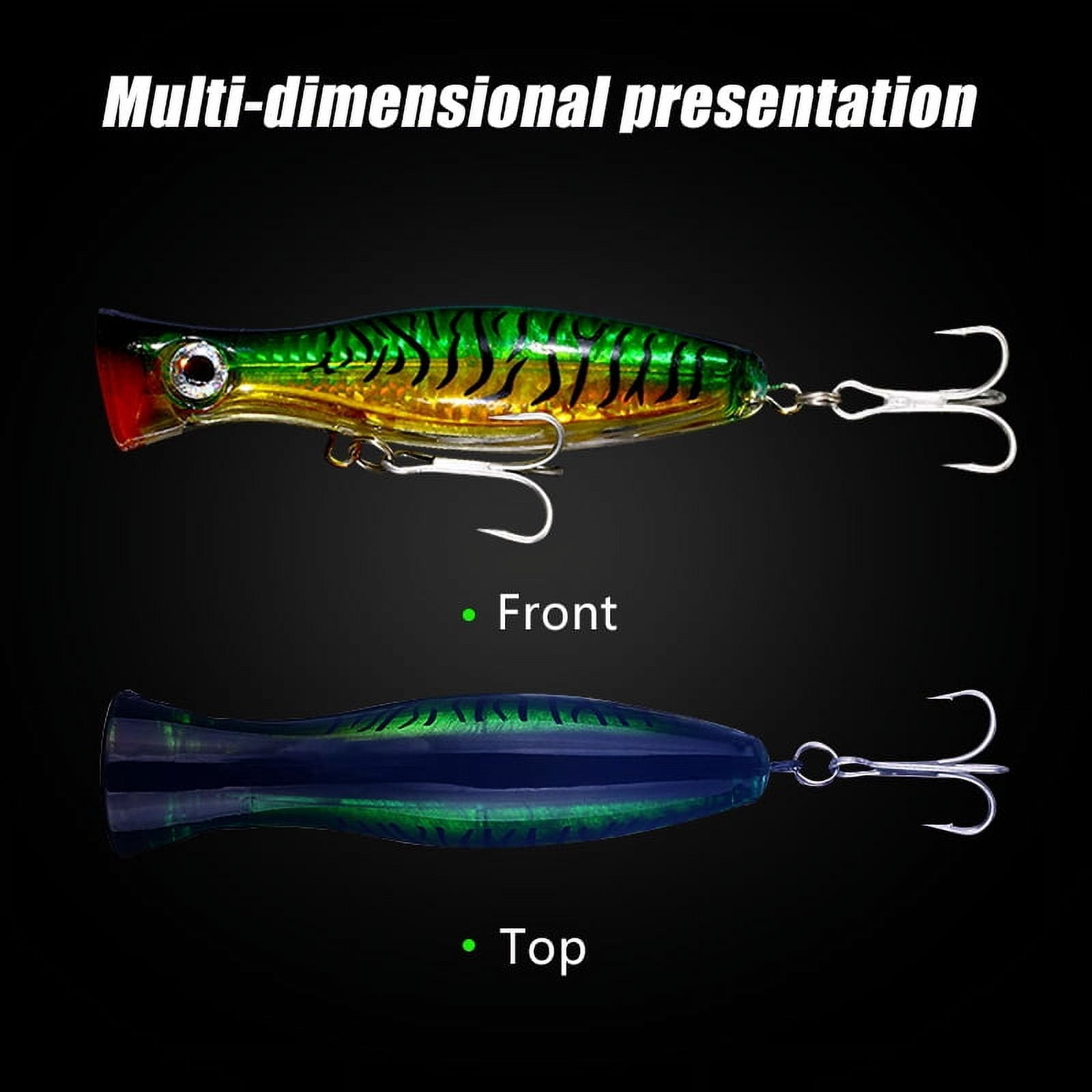 HENGJIA Popper Fishing Lure, 9Pack Large Topwater Poppers Lures Treble Hooks Surf Fishing Lures for ‎Bass, Walleye, Trout, Tuna, Striped Bass Popper Fishing Plugs Offshore, 5.12in/1.52oz