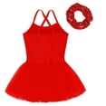 thumbnail image 3 of Venjoe Girls Kids Sequined Ballet Dance Leotard with Hair Band Outfits Ballerina Princess Tutu Dress Red L, 3 of 7