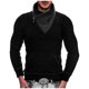 thumbnail image 1 of Moda hombre casual botón manga larga casual sólido cuello alto suéter blusa Pompotops  oipoqjl39332, 1 of 9