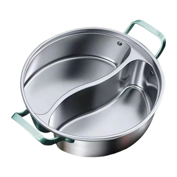 Olla de acero inoxidable 316 con divisor, olla china Shabu Shabu de doble sabor 32 cm