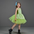 thumbnail image 5 of OBEEII Kids Girls Ruffle Tulle Dress Cosplay Costume Joy Disgust Anger Sadness Dress Up Outfits Birthday Party Dress with Accessories 10-12 Years Green, 5 of 6