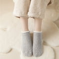 thumbnail image 2 of Winter Fuzzy Crew Socks for Women Men LSQii Autumn Winter Coral Short Ankle Socks with Non-Slip Silicone Dot Grip Plush Slipper, Light Ashy ,Soft Warm Thermal Home Floor Loungewear, 2 of 7