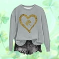 thumbnail image 2 of Zedker St. Patrick's Day Sweatshirts for Women Irish Shamrock Love Heart Printed Pullover Long Sleeve Crew Neck Shirts, 2 of 5