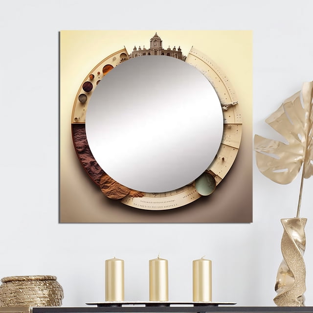 Designart "Calculating The Universe Spiral Illustration I" Abstract Spirals Square Mirror For Wall Decor - Large White Square Mirror Printed Wall Decor - Transitional Square Living Room Mirror
