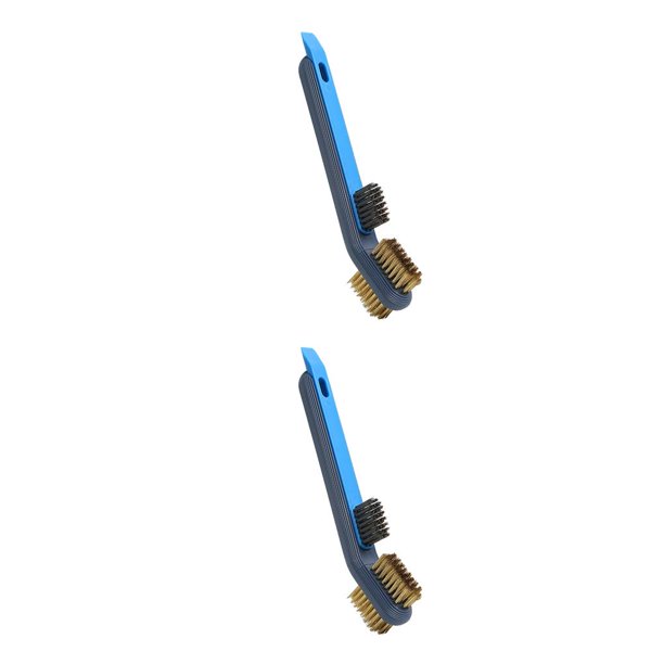 Bearachild Estufa Cepillo de limpieza Ventilador Alambre de metal Lavabo Pulido Baño doméstico Espátula manual Fregado Azul oscuro Azul oscuro 2Conjunto