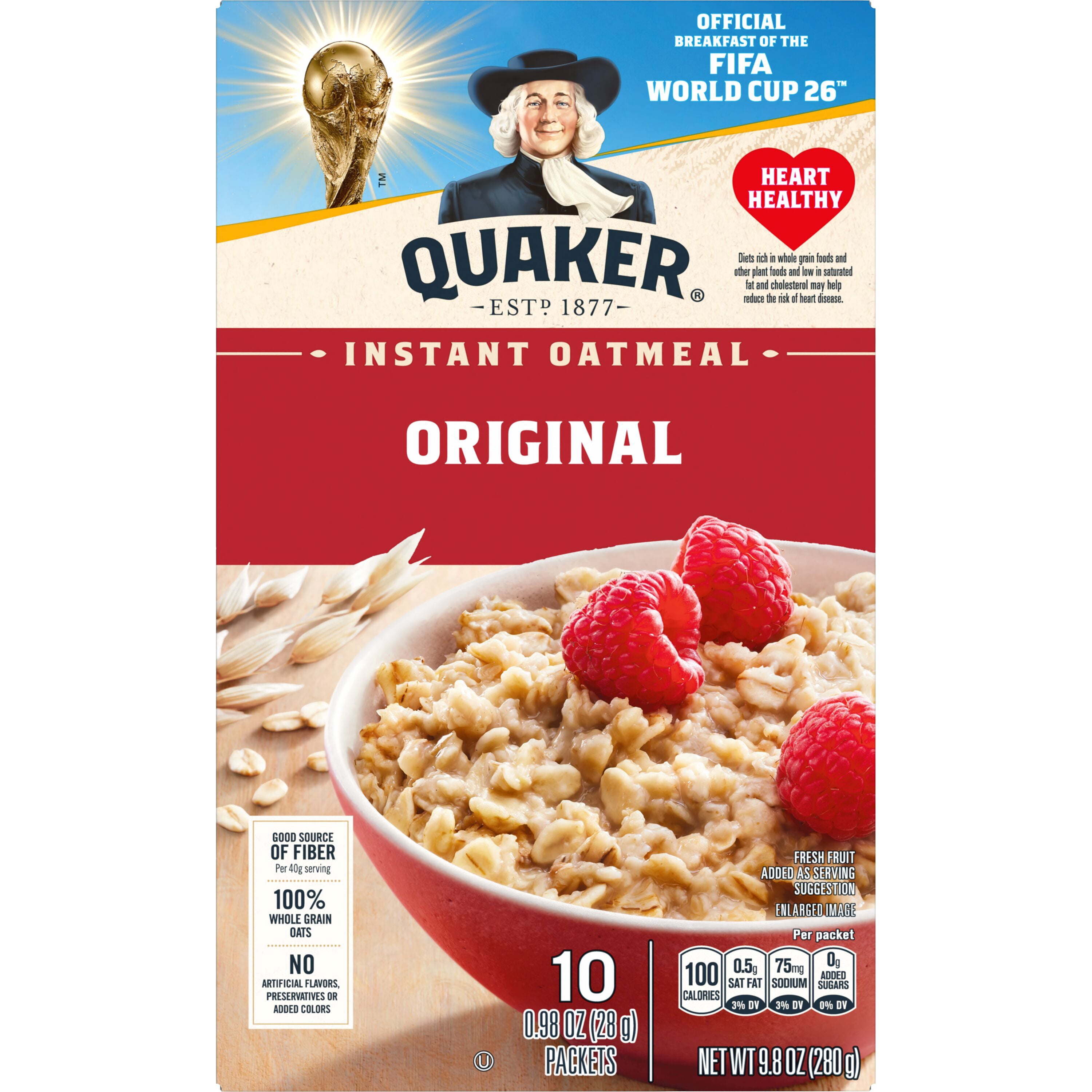 (12 pack) Quaker Instant Oatmeal, Original, 9.8 oz, 10 Packets