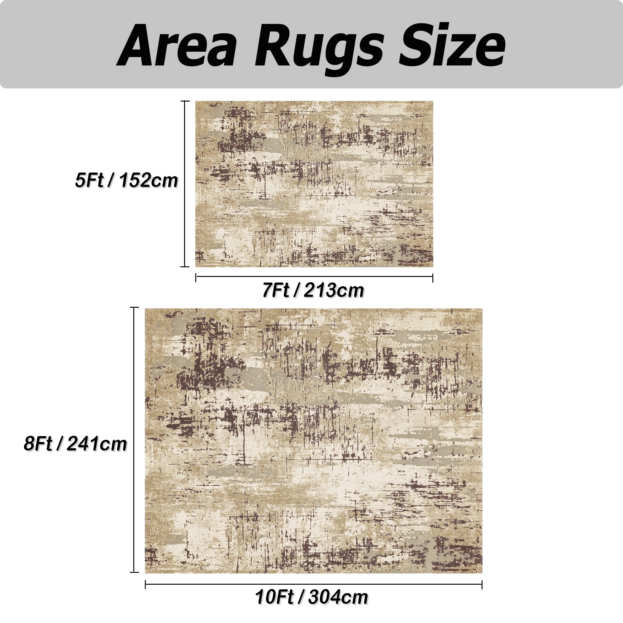 Artnice Modern Area Rugs for Living Room 8x10, Non Slip Machine Washable Rugs, Brown Carpet Floor Mats for Home Decor