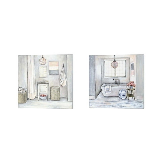 Great Art Now Neutral Bath by R. RIG 2 Piece Canvas Art Set Each 14W x 14H