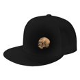 thumbnail image 1 of DouZhe Flat Brim Cap Snapback Hat, Mysterious Gothic Skull Shadow Prints Adjustable Black Adult Baseball Cap, 1 of 6