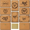 thumbnail image 1 of 144 Thank You Cards Bulk, Brown Kraft Thank You Notes with Envelopes and Stickers, Elegant 6 Designs Greeting Card for Wedding, Blank Inside, 4x6 Inch Invitation Envelopes for Thanksgiving Day, 1 of 8