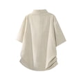 thumbnail image 4 of Kojanyu Men's Plus Size Solid Color Short Sleeve Button-Up Shirt with Pocket – Breathable Polyester Casual Summer Shirt for Big & Tall Men | M–5XL, 4 of 9