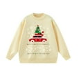 thumbnail image 6 of Byworldtasic Women's Christmas Snowflake Trucks Patterns Knitted Sweater Long Sleeve Floral Printed Pullover Tops, 6 of 6