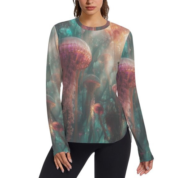 FORMRS Womens Long Sleeve Shirts UPF 50 Sun Protection Quick Dry Fishing Hiking Tops, Size S-2XL, Psychedelic Forest