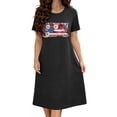 thumbnail image 2 of Uootdi Womens Patriotic Dresses Crew Neck Short Sleeve American Flag Print Sundresses Casual Loose Breathable Soft Stretchy Daily Wear Dresses Gift, 2 of 6