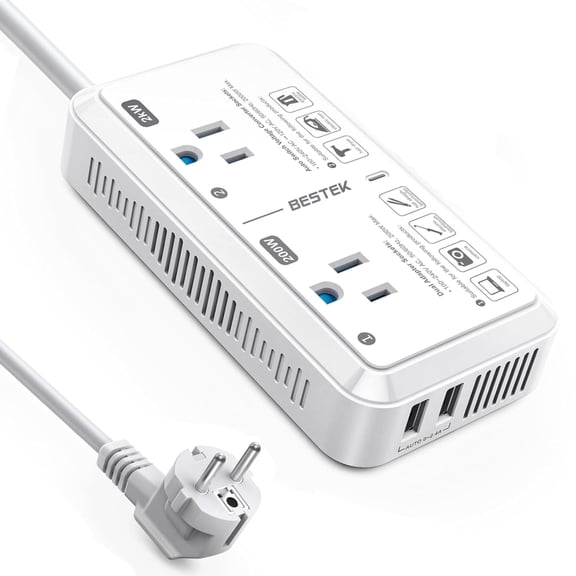 BESTEK 2000W Travel Voltage Converter, International Adapter 240V to 120V Step Down Converter with Dual USB Charging Ports for Laptop, Camera, Tablet & More