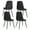 Ink Black, variant on Set of 4 Dining Chairs, Metal Frame with Adjustable Feet, Glacier-Textured Synthetic Leather Upholstery, Easy to Clean, Caramel Brown