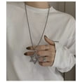 thumbnail image 3 of Hexagram Dije Collar para Hombre, Playera hip-hop retro punk Dije Largo Suéter Accesorio Cadena Dije, Plata, 3 of 8