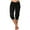 Black, variant on Womens Capri Loose Drawstring Short Pants Lounge Joggers Pants
