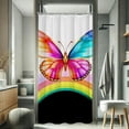 thumbnail image 2 of RKSupls Waterproof Shower Curtain, Rainbow Butterfly Gold Foil Accents Polyester Shower Curtain with Hooks for Chic Elegant Home Bathtub Bathroom Decor Washable Curtains, 2 of 6