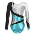 thumbnail image 2 of Alvivi Kids Girls Long Sleeve Gymnastics Leotards Color Block Dance Athletic Jumpsuit A Blue 14, 2 of 7