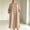 Khaki Dresses for Women, variant on Womens Dresses Stand Collar Half V Neck Side Slit Dual Side Pockets Oversized Maxi Linen Tunic for Summer Loungewear Travel Black XXXL