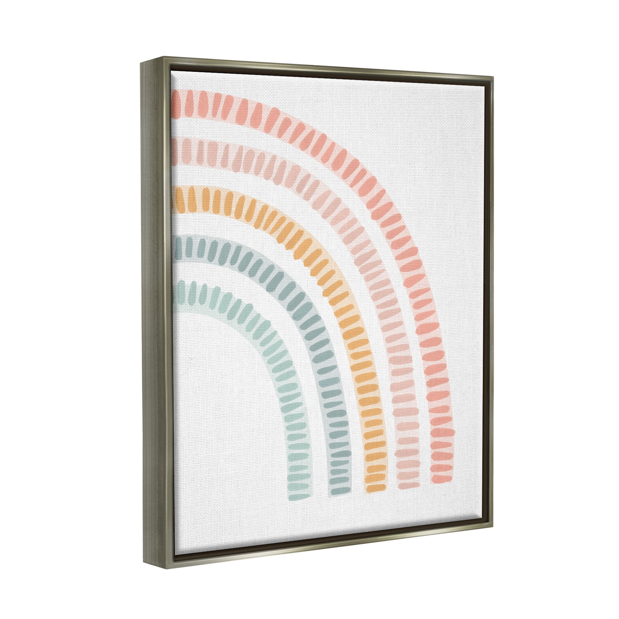 Stupell Industries Minimal Patterned Rainbow Landscape Painting Gray Floater Framed Canvas Art Print Wall Art, 25 x 31