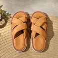 thumbnail image 6 of Iyufng Womens Criss Cross Strap Textile Slippers Soft Comfortable Open Toe Flat Warm Cozy Casual Indoor House Slide Sandals, 6 of 7