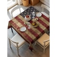 thumbnail image 6 of Vintage American Flag Table Cloth, Farmhouse Shabby Retro Red Blue Waterproof Tablecloth for Square Tables, Reusable Washable Fabric Table Cover for Restaurant Kitchen Dining Tables 60"x60", 6 of 6