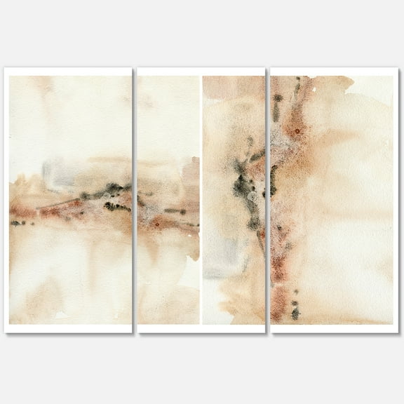 Designart ' Abstract Yelllow Red Beige and Pink Spots Pastel ' Modern Canvas Wall Art Print