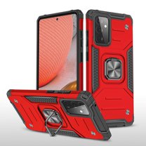 NIFFPD Galaxy A72 Case, Samsung A72 Case Ring Kickstand Hard PC Soft TPU Phone Cover for Samsung Galaxy A72 5G Red