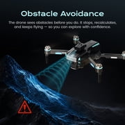 Wefone Camera Drone with Remote Screen, M107 Foldable Quadcopter, Optical Flow, Brushless Motor, Obstacle Avoidance, Under 249g, 2 Batteries, Black