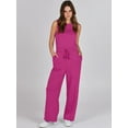 thumbnail image 2 of Wehilion Women's Wide Leg Jumpsuit Casual Versatile Sleeveless Solid Color Commuting Pants Jumpsuit Casual, 2 of 8