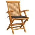 thumbnail image 2 of vidaXL Garden Chairs with Taupe Cushions 2 pcs Solid Teak Wood, 2 of 5