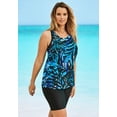 thumbnail image 3 of Swim 365 Women's Plus Size Longer-Length High-Neck Racerback Tankini Top, 3 of 6
