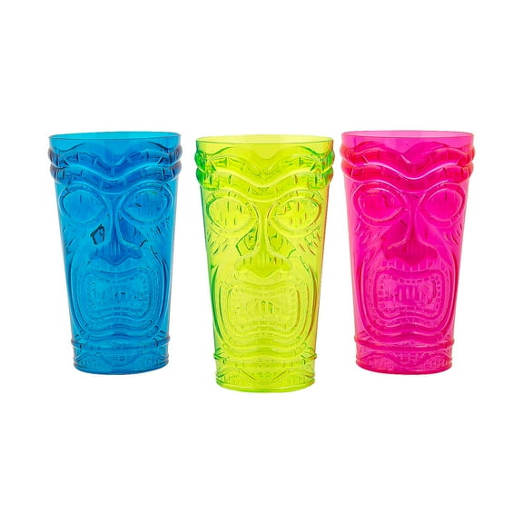 Fun Express Tiki Head Plastic Cups - 12 Pc