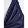 thumbnail image 4 of Navy Blue Womens Halter Neck Ruched Bodycon Mini Dress With Sparkling Glitter Detail, 4 of 7
