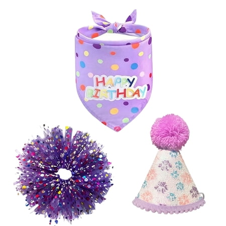 Dog Birthday Party Costume Set Skirt And Celebration Hat Glitter Cone Hat Happy Birthday Bandana for Small Dogs Puppies Pet Outfit Accessory