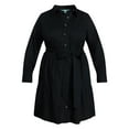 thumbnail image 5 of Terra & Sky Women's Plus Size Tiered Shirt Dress with Long Sleeves, Sizes 0X-5X, 5 of 5