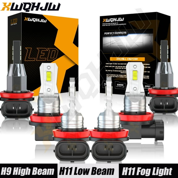 6x H9 H11 H11 LED Headlight Bulbs,High/Low Beam/Fog Light Bulbs Super Bright 6000K