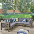 thumbnail image 2 of GDF Studio Great Outdoor Acacia Wood 5 Seater Sectional Sofa Set with Water-Resistant Cushions, Gray, 2 of 10