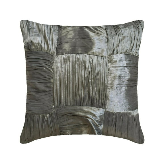 Grey Shams, Checkered Crushed Solid Color Pillow Shams, 24x24 inch (60x60 cm) Pillow Shams, Square Crushed Silk Shams, Modern Pillow Shams, Patchwork - Dreamy Silver Gray