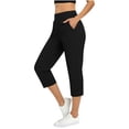 thumbnail image 4 of Purcolt Capri Pants for Women Stretch Tummy Control High Waist Cropped Pants Soft Slim Fit Trousers Pants with Pockets, 4 of 9