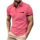 thumbnail image 1 of Playeras Elvqul para Caballero Rosa Manga Corta con Estampado de Rayas Casuales Polo Solapa, 1 of 2