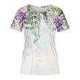 thumbnail image 3 of YOTAMI Plus Size Tops for Women Dressy Casual Loose Fit Blouses Summer Ruffled Floral Print Short Sleeve Button V-Neck T-Shirts Multicolor, 3 of 5
