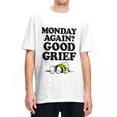 thumbnail image 2 of Camisetas para hombre y mujer, de Peanuts, Charlie Brown, Monday Good Grief, Snoopy, 100 % algodón, camisetas de manga corta con cuello redondo, idea de regalo, 2 of 5