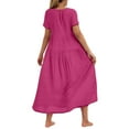 thumbnail image 4 of Cmfcve Summer Women's Casual Maxi Dress Short Sleeve Crewneck Dress ,Flowy Tiered Long Dresses, 4 of 6