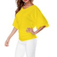 thumbnail image 2 of Plus Size Women's V Neck T Shirt: Batwing Sleeve, Loose Fit, Solid Color, Comfortable, 2 of 5