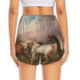 thumbnail image 4 of Vsdgher Three Horses Oil Painting Print Women's Running Double Layer Shorts High Waisted with Pockets Elastic Yoga Workout Athletic Gym Sports, 4 of 8