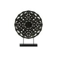 thumbnail image 1 of Collection Tendances Urbaines 43418 Grand Bois Rond Ornement de Roue Floral sur Support Rectangulaire&44; Noir, 1 of 1